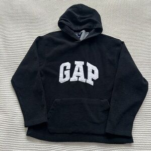 Gap Black Teddy Material Hoodie White Gap Logo Medium #Y2K